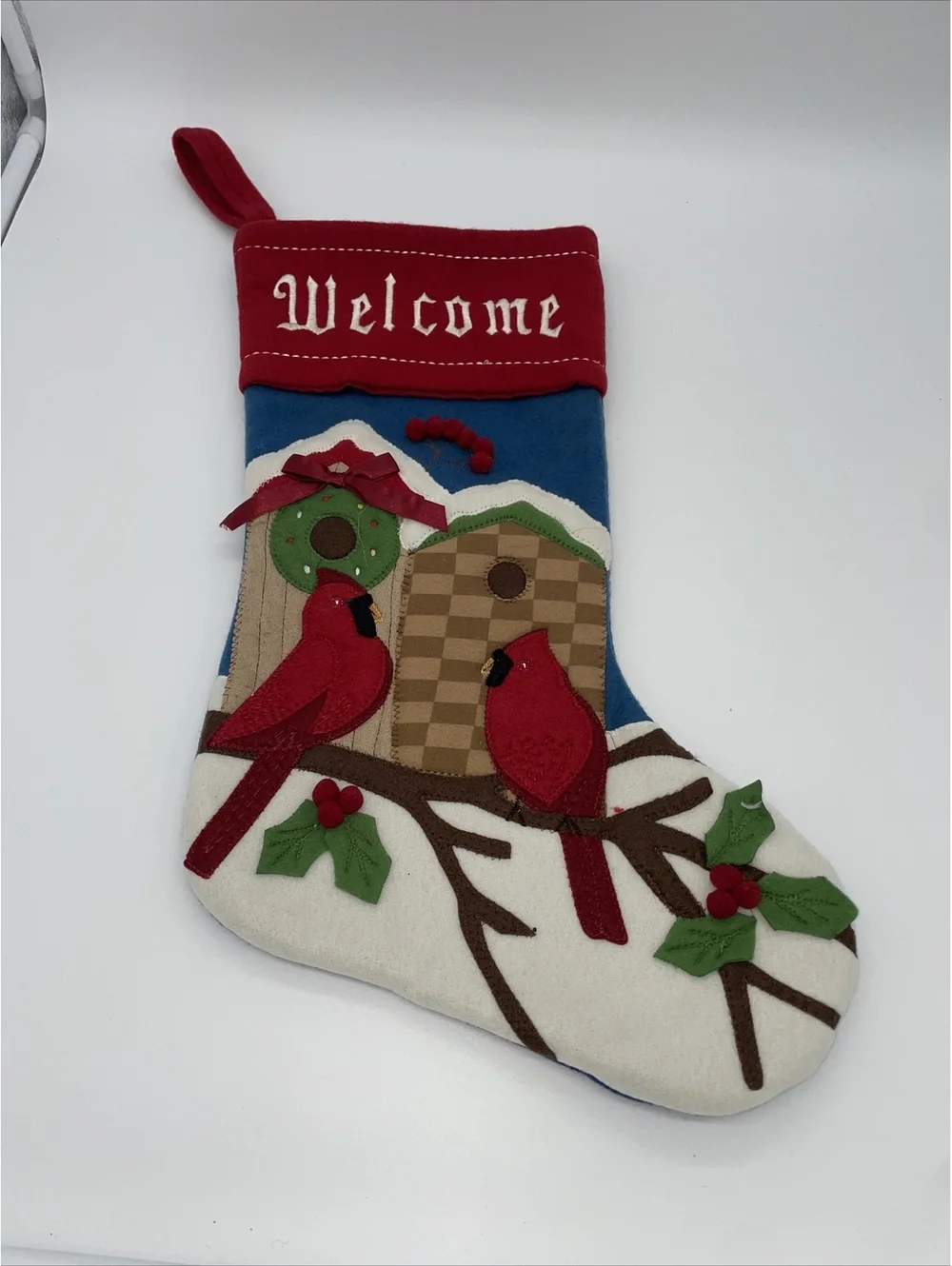 Welcome Cardinals Christmas Stocking Tractor Supply 18” Long